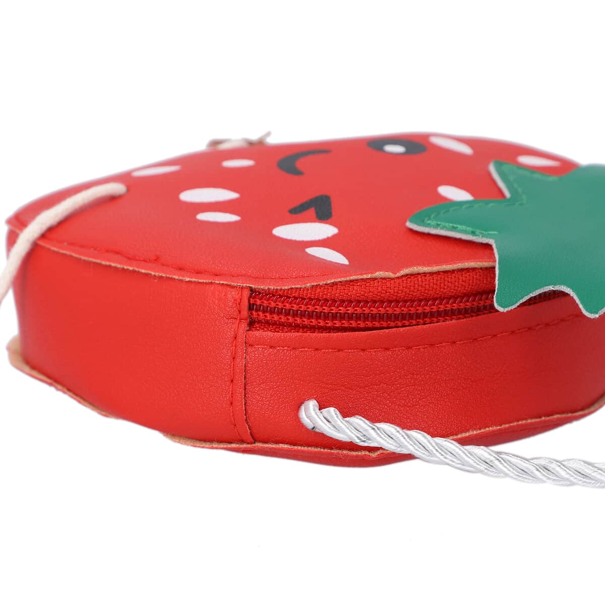 Red and Green Faux Leather Strawberry Shoulder Bag with Rope Shoulder Strap image number 5
