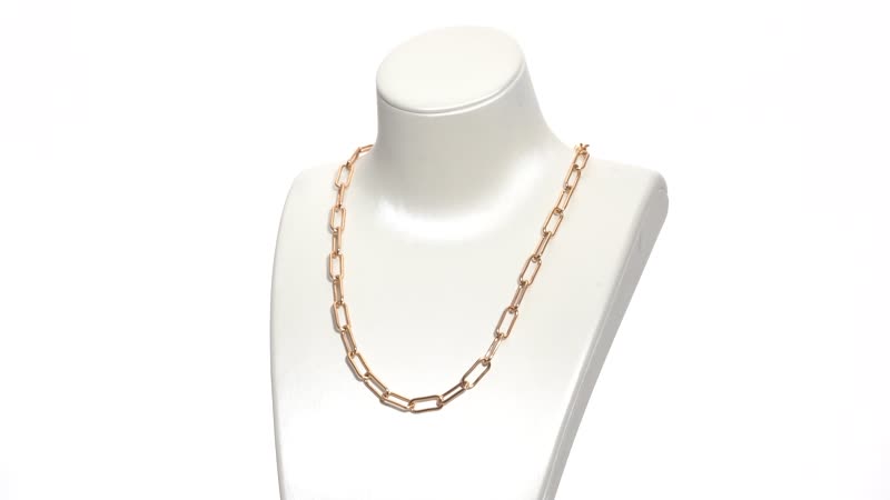 Paper Clip Necklace 24 Inches in ION Plated RG Stainless Steel 26.90 Grams