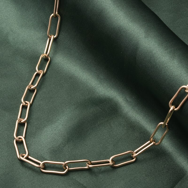 Paper Clip Necklace 24 Inches in ION Plated Rose Gold Stainless Steel 26.90 Grams