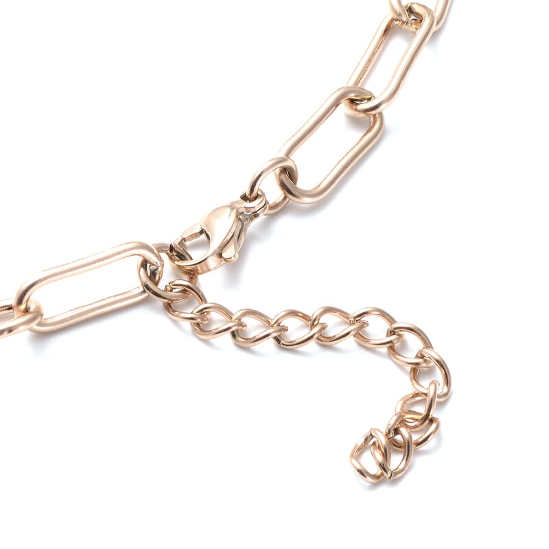 Paper Clip Necklace 24 Inches in ION Plated Rose Gold Stainless Steel 26.90 Grams