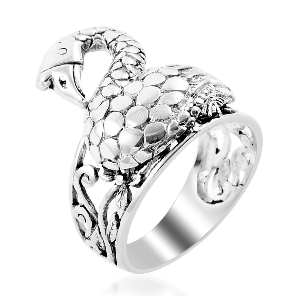 Bali Legacy Sterling Silver Swan Ring (Size 7.0) 7.5 Grams image number 3