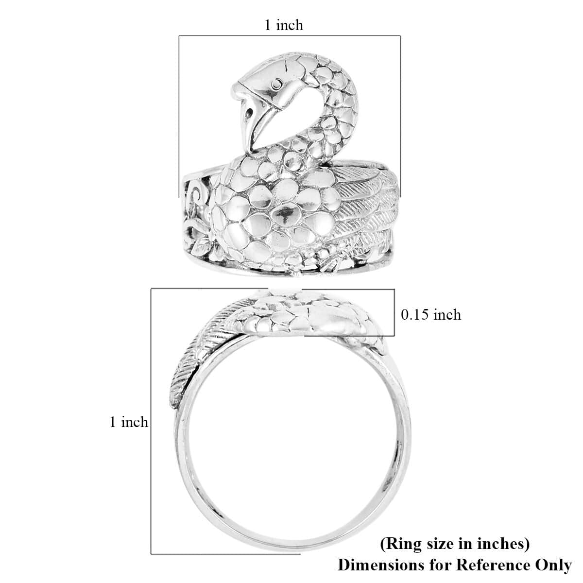 Bali Legacy Sterling Silver Swan Ring (Size 7.0) 7.5 Grams image number 5