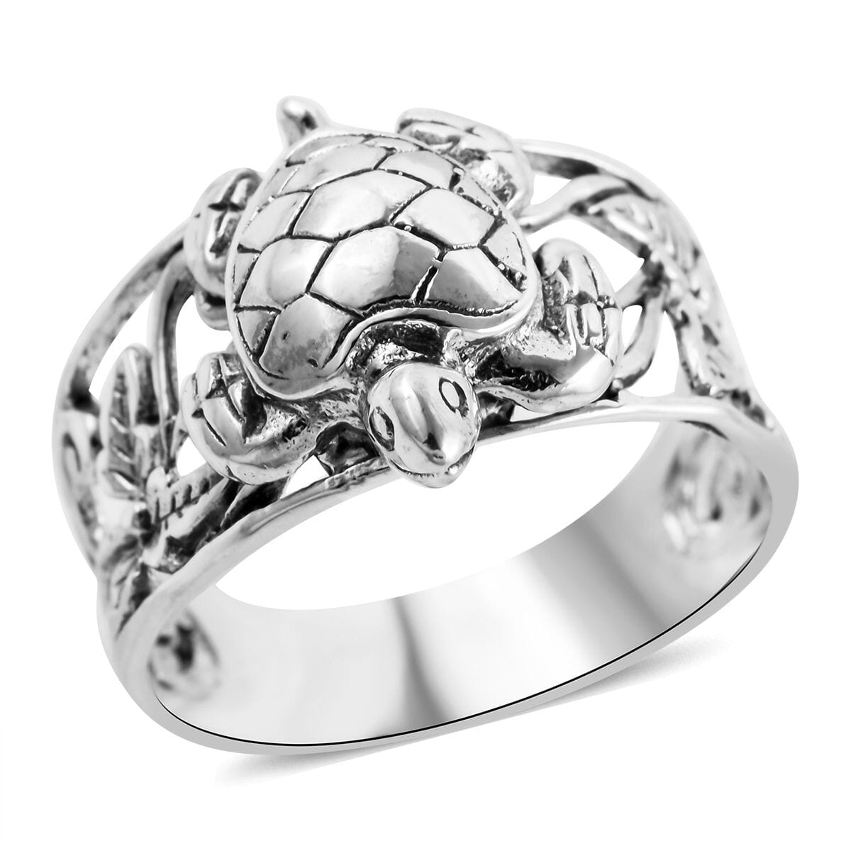 Bali Legacy Sterling Silver Turtle Ring (Size 5.0) 7.50 Grams image number 0
