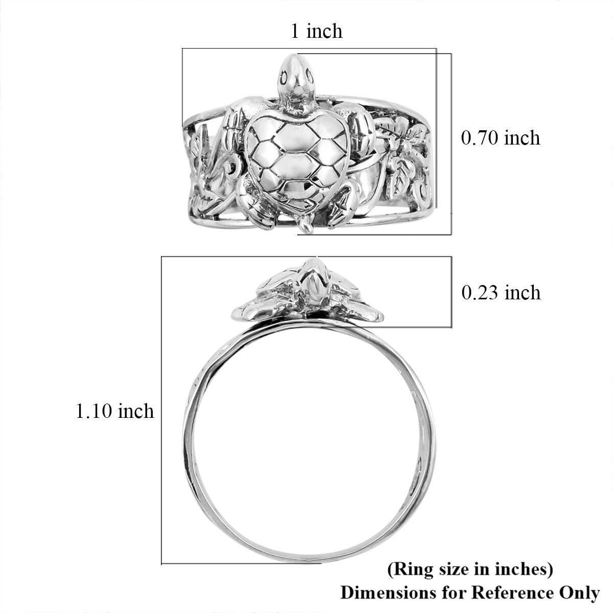 Bali Legacy Sterling Silver Turtle Ring (Size 5.0) 7.50 Grams image number 5