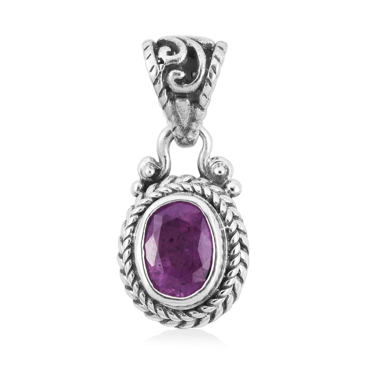 Bali Legacy Ilakaka Hot Pink Sapphire (FF) Pendant in Sterling Silver 1.35 ctw image number 0