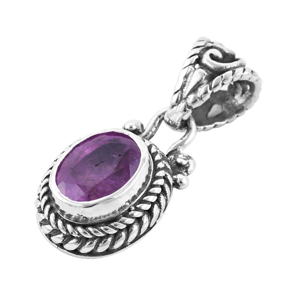 Bali Legacy Ilakaka Hot Pink Sapphire (FF) Pendant in Sterling Silver 1.35 ctw image number 3