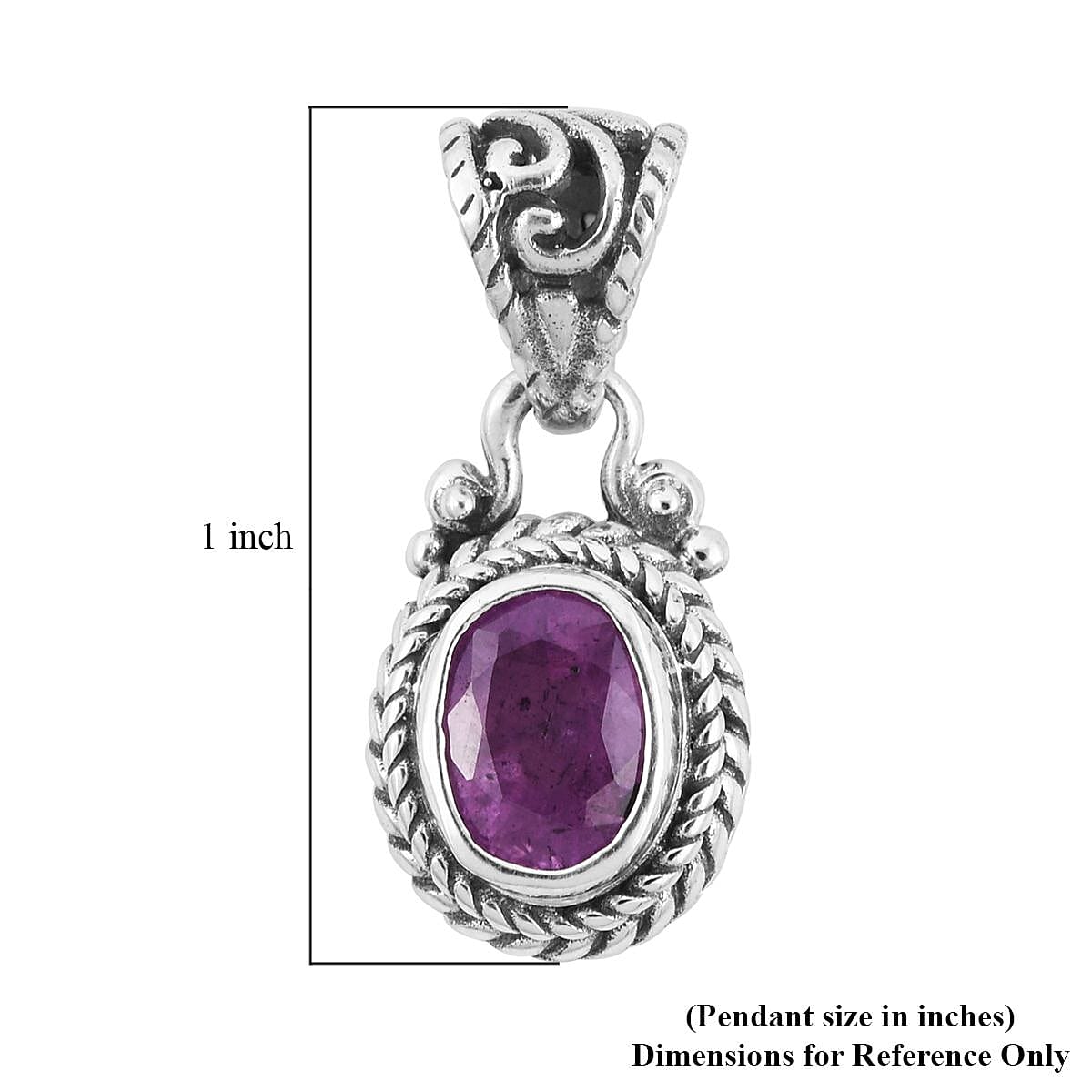 Bali Legacy Ilakaka Hot Pink Sapphire (FF) Pendant in Sterling Silver 1.35 ctw