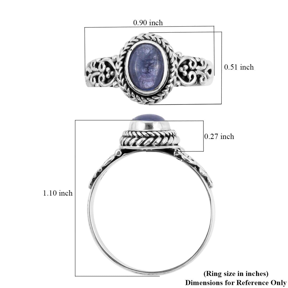 Bali Legacy Tanzanite Ring in Sterling Silver (Size 7.0) 1.25 ctw image number 5