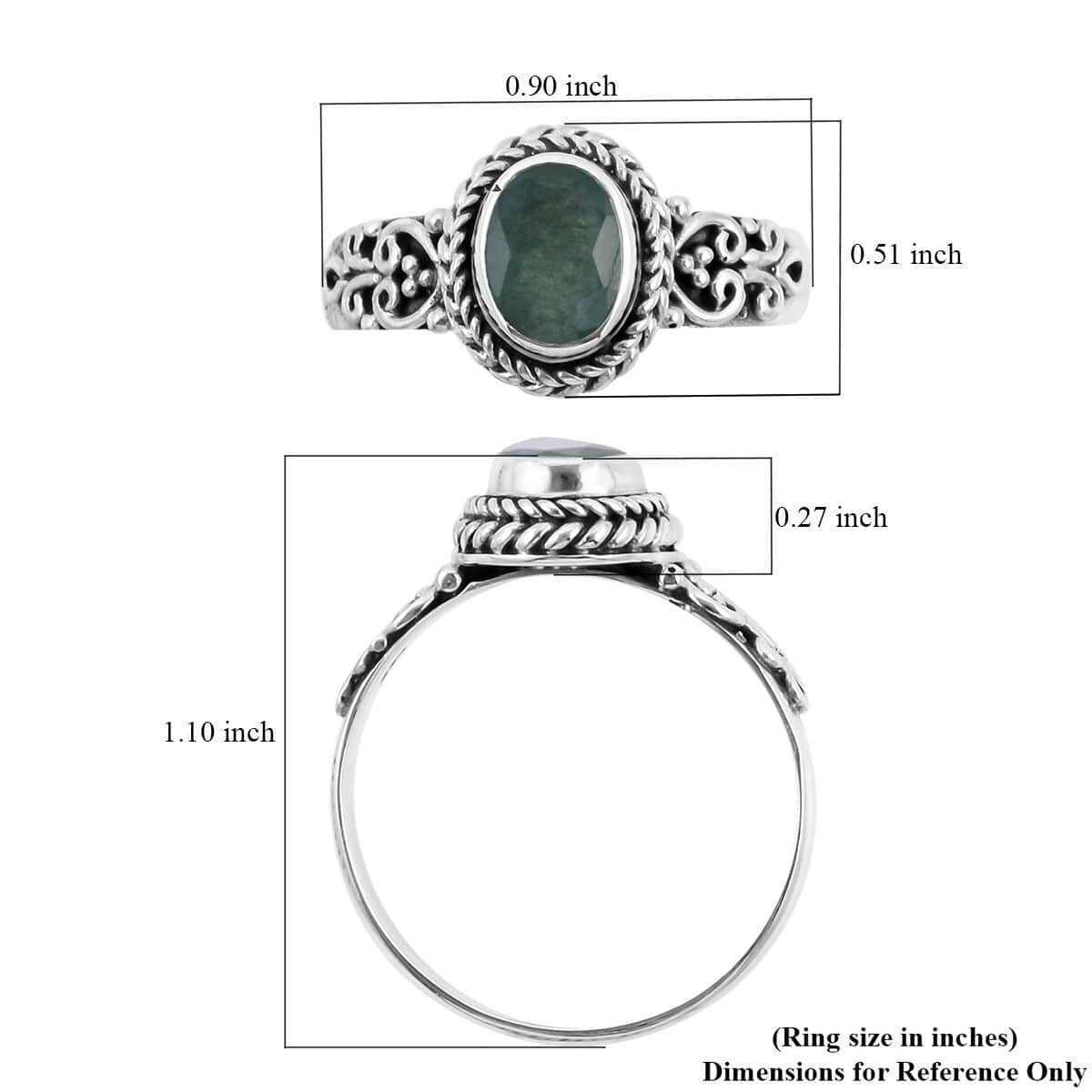 BALI LEGACY Socoto Emerald Ring in Sterling Silver (Size 10.0) 1.15 ctw image number 5