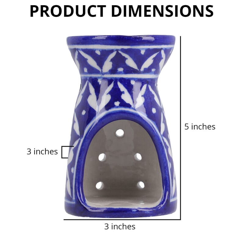 Blue Pottery Handmade Leaf Pattern Aroma Oil Diffuser