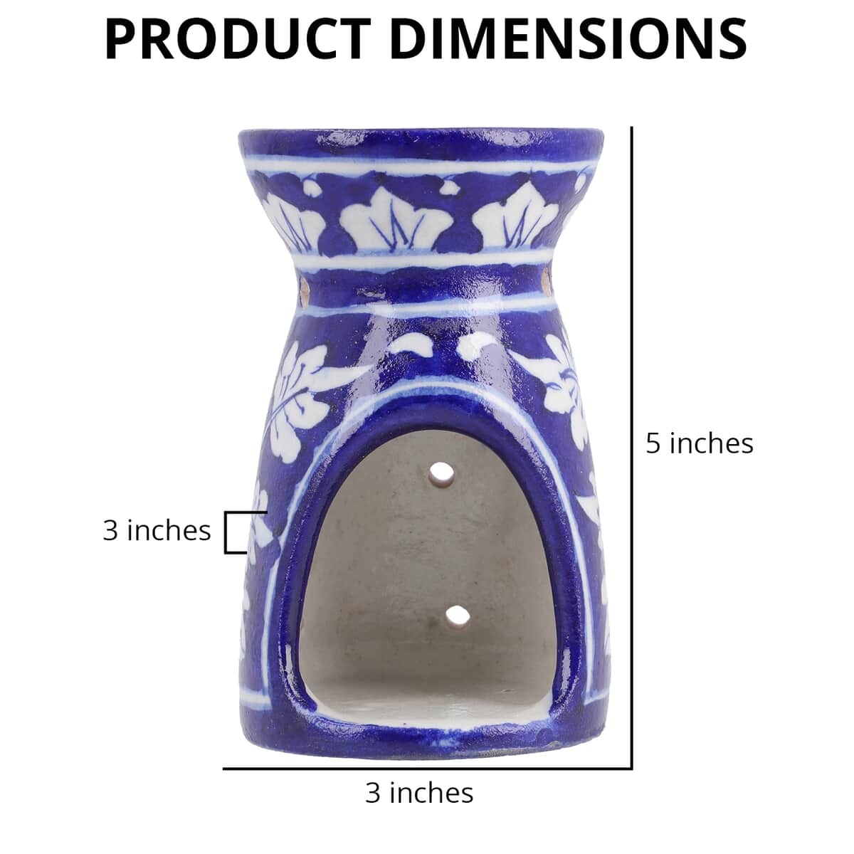 Blue Pottery Handmade Chevron Pattern Aroma Oil Diffuser image number 3