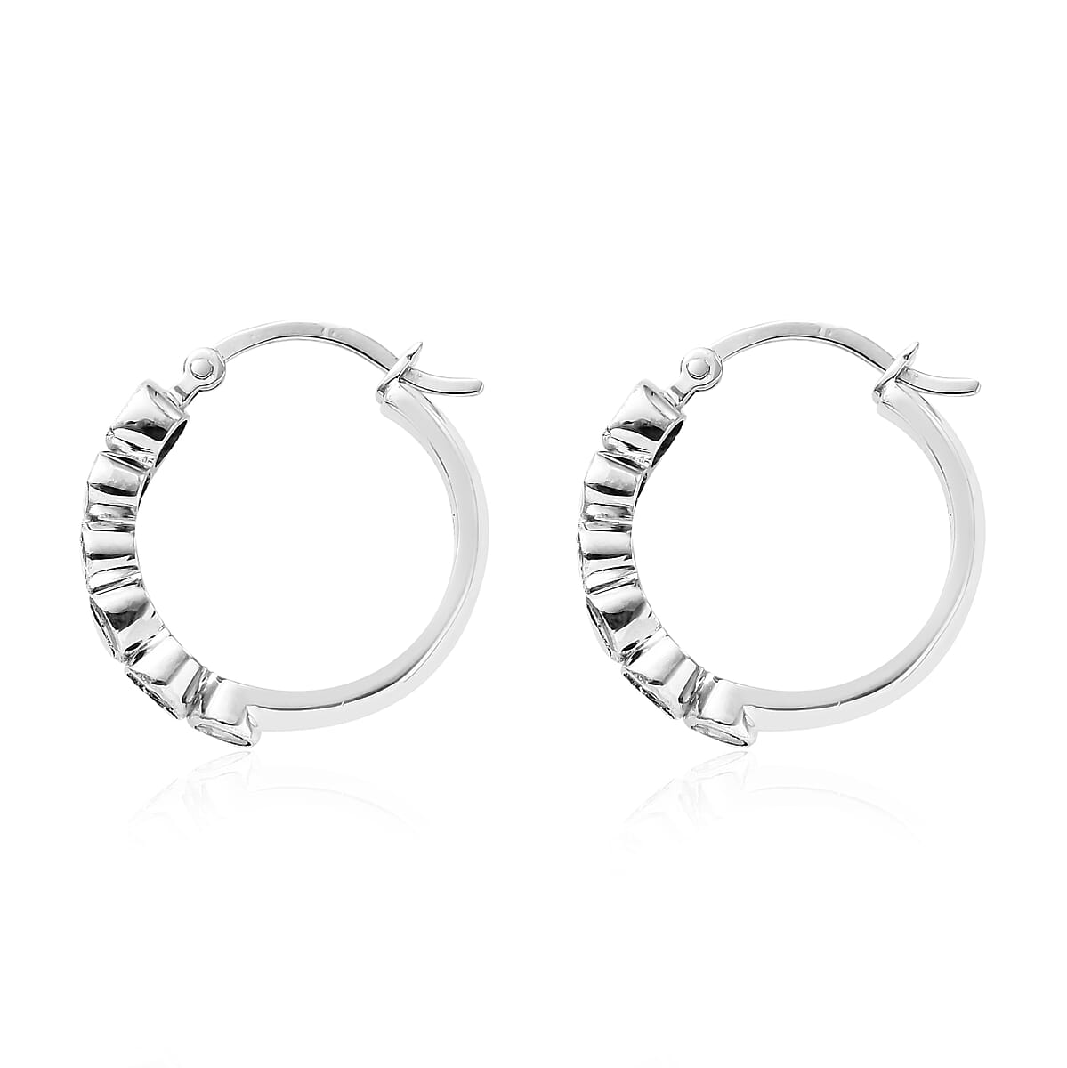 Polki Diamond Hoop Earrings in Platinum Over Sterling Silver 0.50 ctw image number 2
