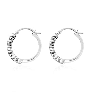 Polki Diamond Hoop Earrings in Platinum Over Sterling Silver 0.50 ctw