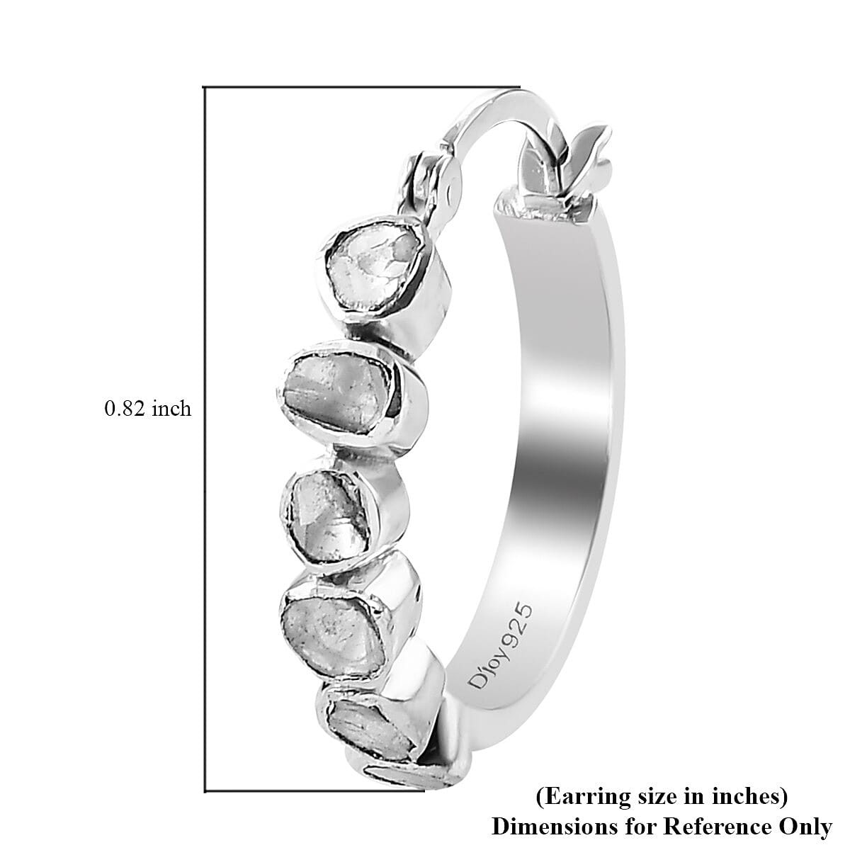 Polki Diamond Hoop Earrings in Platinum Over Sterling Silver 0.50 ctw