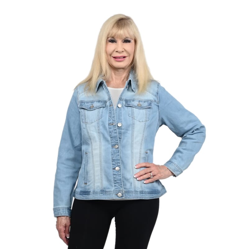 BACCINI Light Stone Wash Denim Jacket for Ladies- S | Women's Jean Jacket | Long Denim Button Jacket for Women