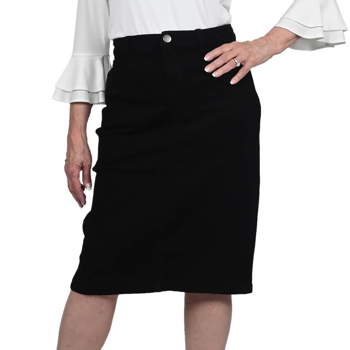 BACCINI Black Denim Pencil Skirt - (Size 4) image number 0