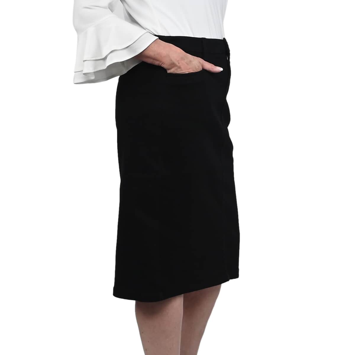 BACCINI Black Denim Pencil Skirt - (Size 4) image number 2