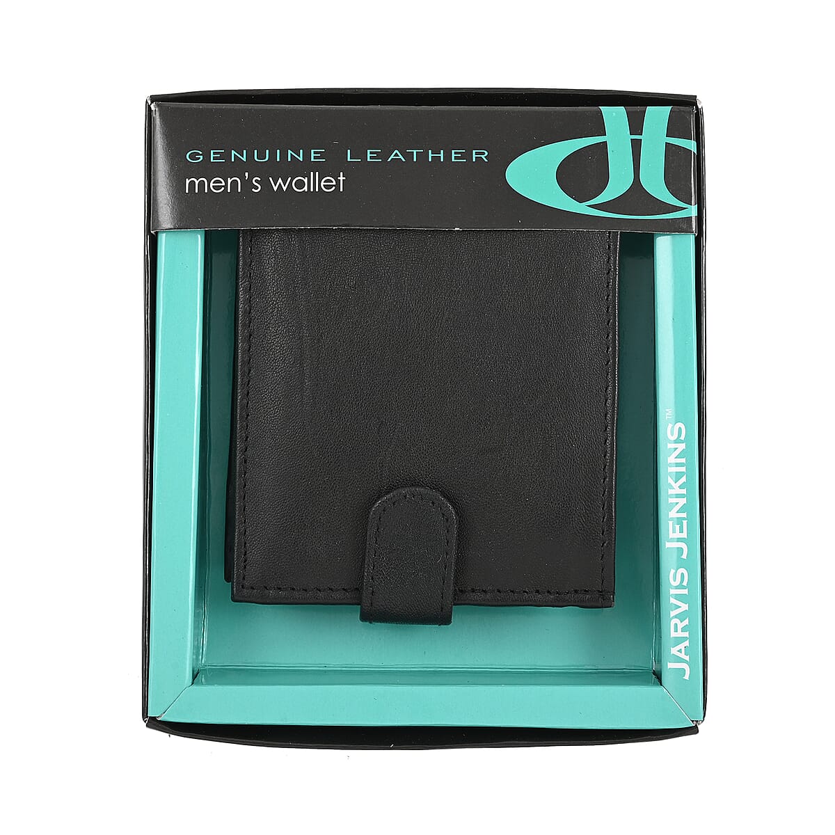 JARVIS JENKINS Black Genuine Leather Folding Wallet image number 1