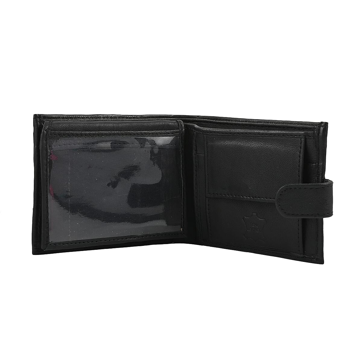 JARVIS JENKINS Black Genuine Leather Folding Wallet image number 3