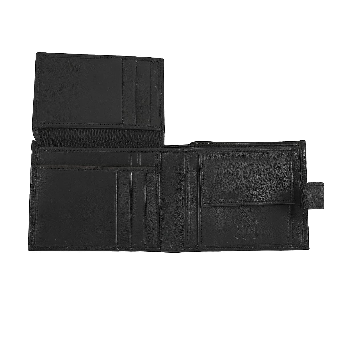 JARVIS JENKINS Black Genuine Leather Folding Wallet image number 4