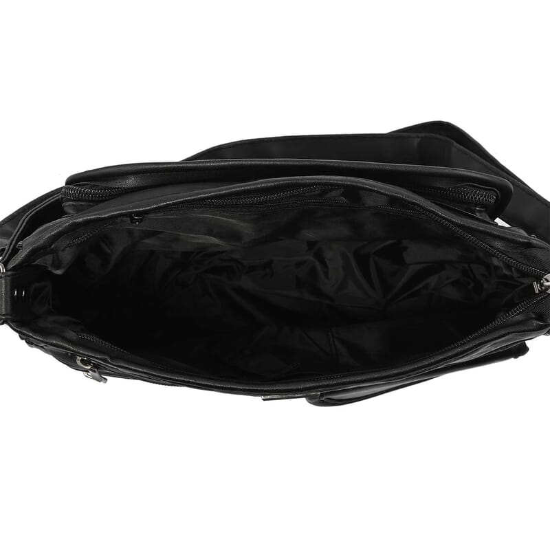 LEMONDE LONDON Black Genuine Leather Shoulder Bag with Adjustable Shoulder Strap