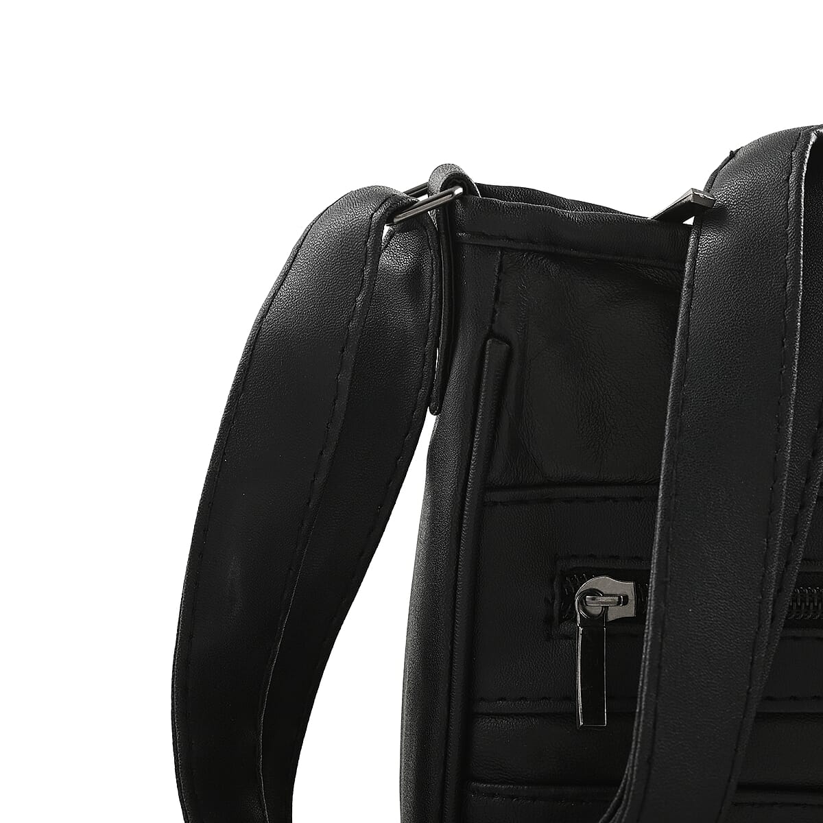 LEMONDE LONDON Black Genuine Leather Shoulder Bag with Adjustable Shoulder Strap image number 3