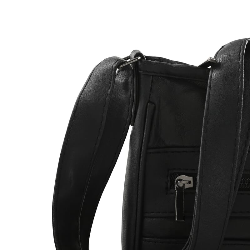 LEMONDE LONDON Black Genuine Leather Shoulder Bag with Adjustable Shoulder Strap