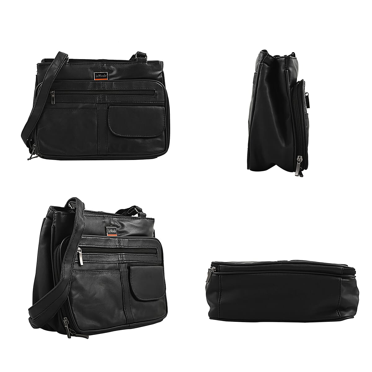 LEMONDE LONDON Black Genuine Leather Shoulder Bag with Shoulder Strap image number 1