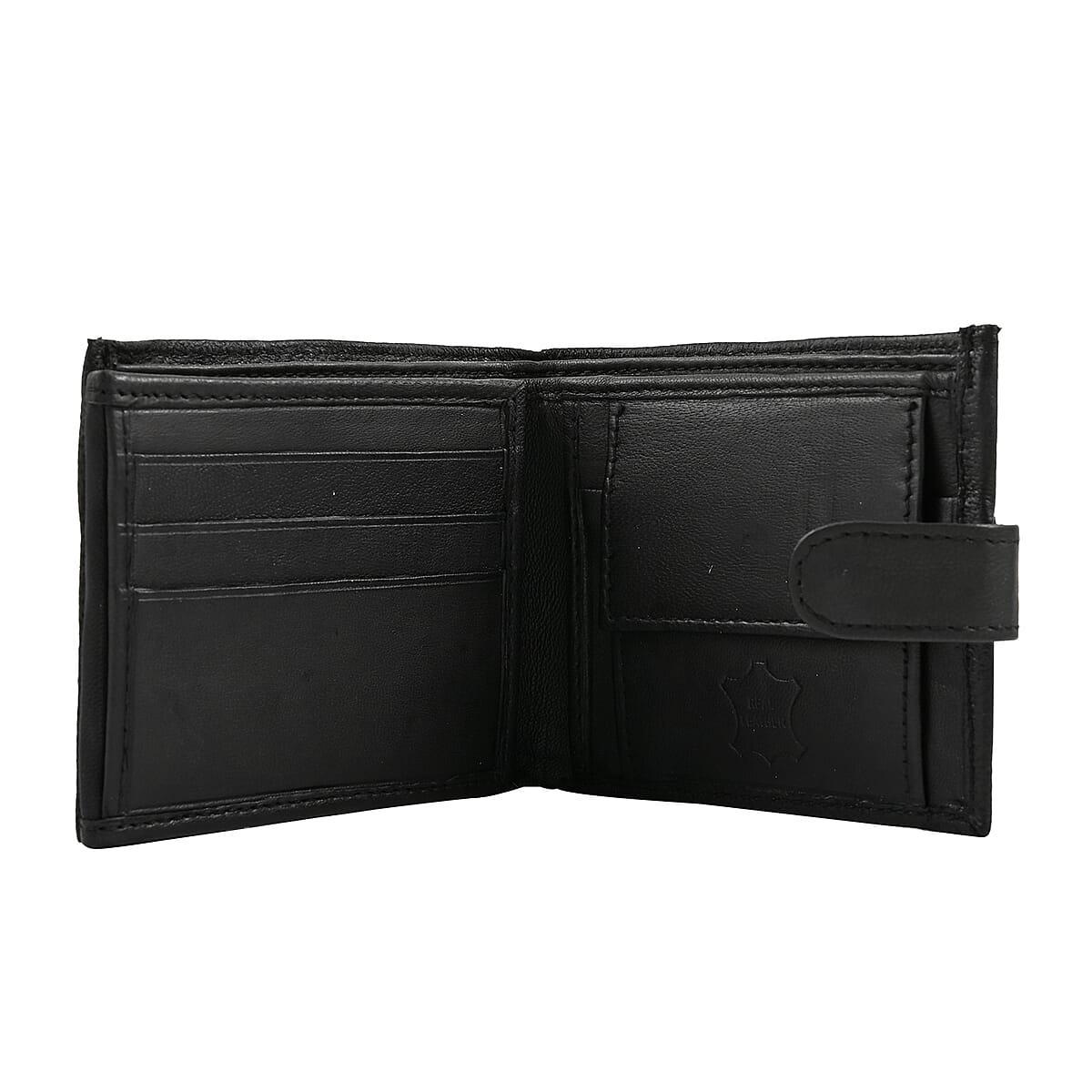 JARVIS JENKINS Black Genuine Leather Tri-fold Wallet image number 3
