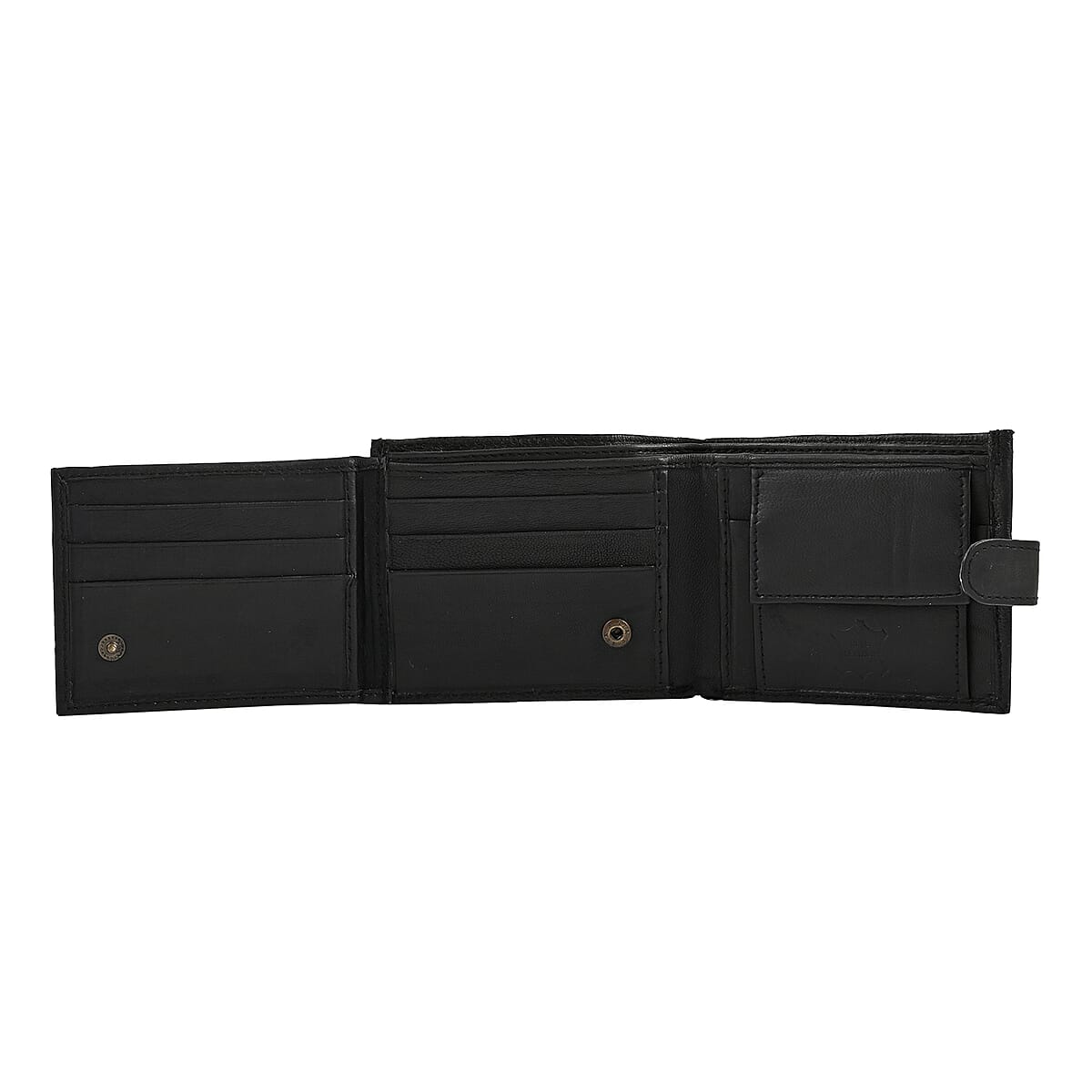 JARVIS JENKINS Black Genuine Leather Tri-fold Wallet image number 4