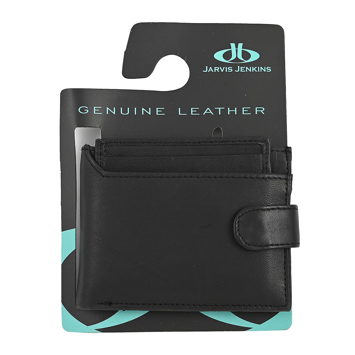 JARVIS JENKINS Black Genuine Leather Folding Wallet image number 1