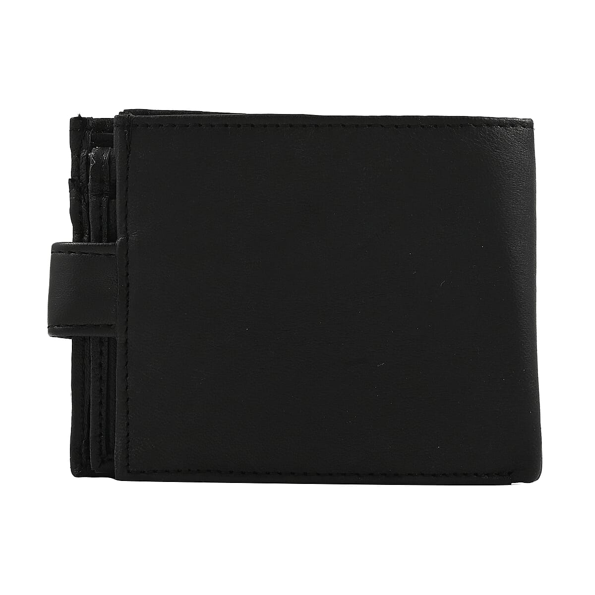 JARVIS JENKINS Black Genuine Leather Folding Wallet image number 2
