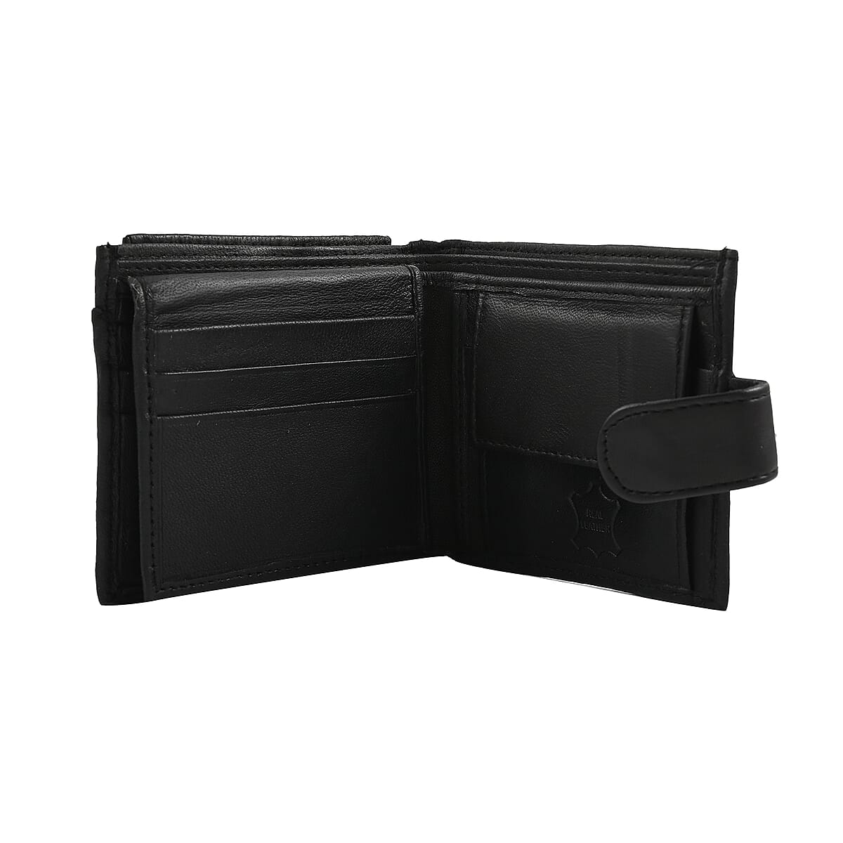 JARVIS JENKINS Black Genuine Leather Folding Wallet image number 3