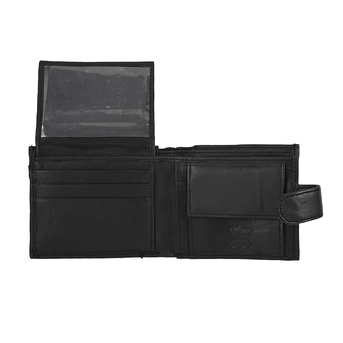 JARVIS JENKINS Black Genuine Leather Folding Wallet image number 4