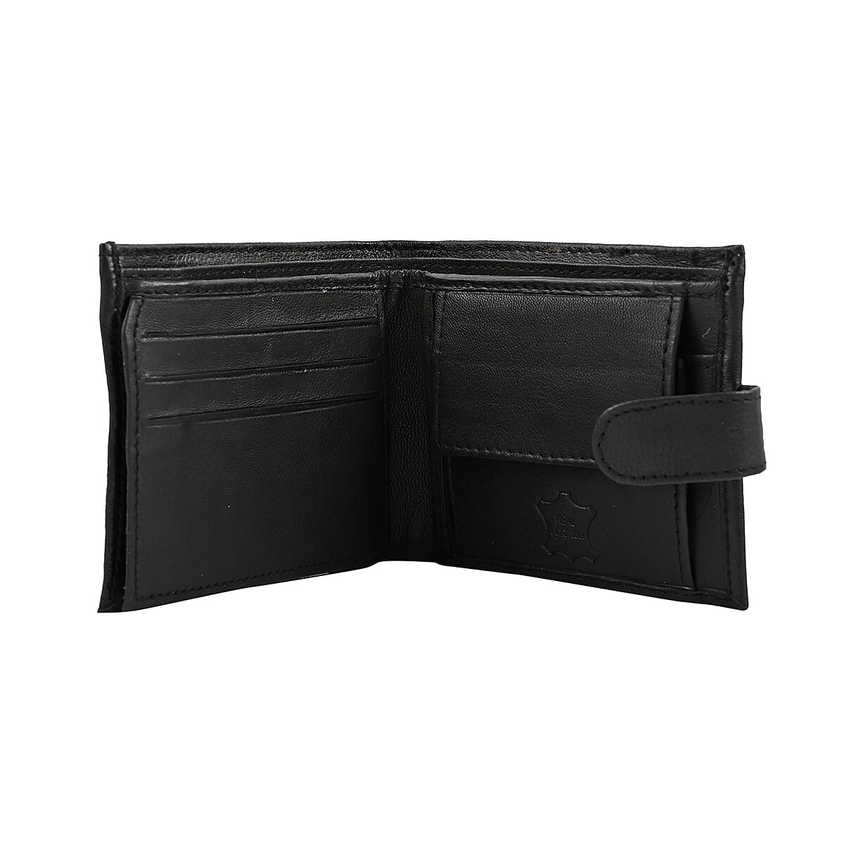 JARVIS JENKINS Black Genuine Leather Folding Wallet image number 2