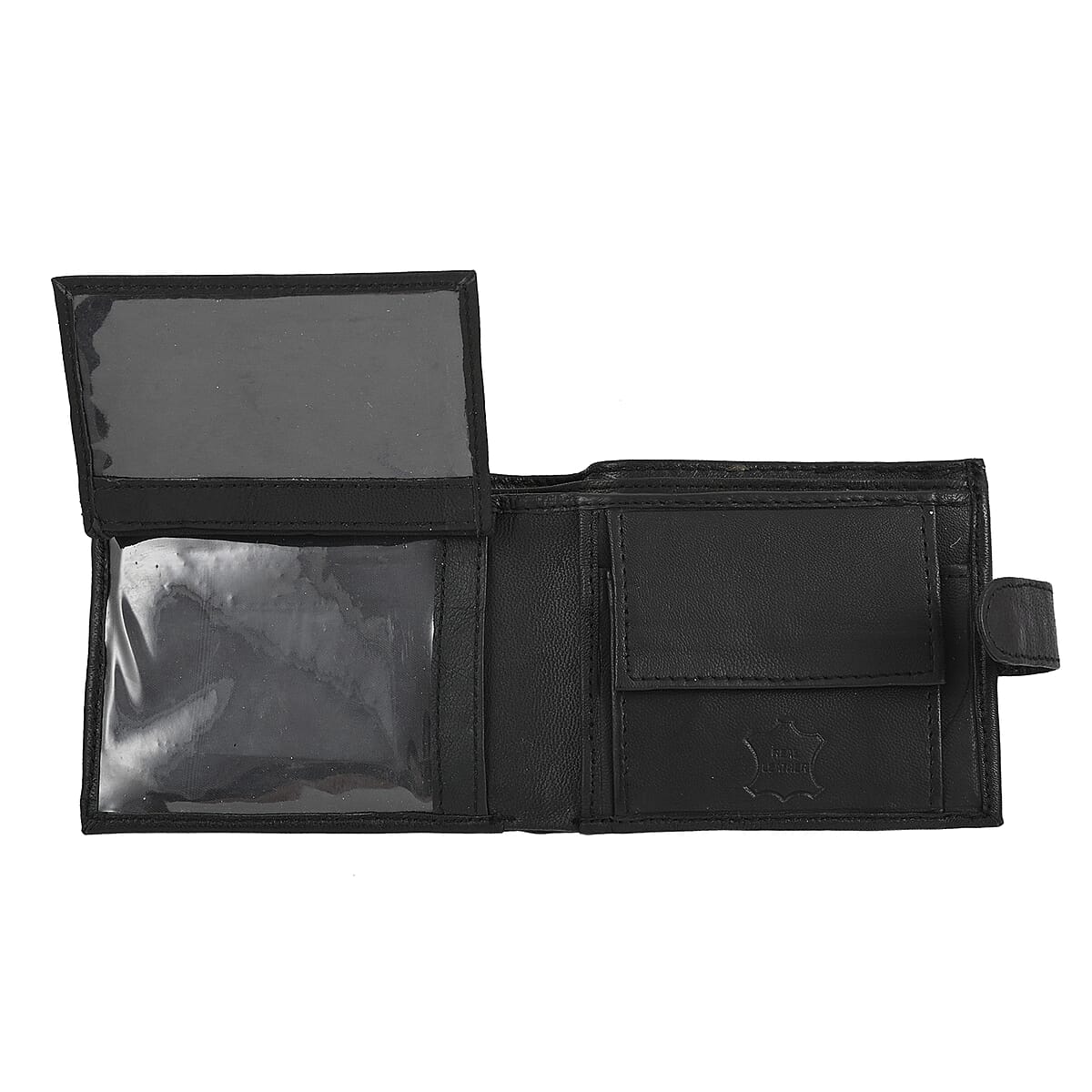 JARVIS JENKINS Black Genuine Leather Folding Wallet image number 3