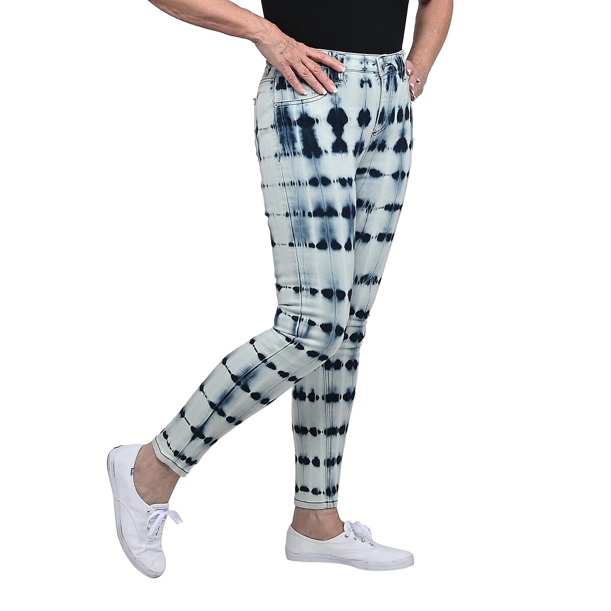 BACCINI Dark Navy Tie Dye Denim Skinny Jean- (Size 14) image number 2