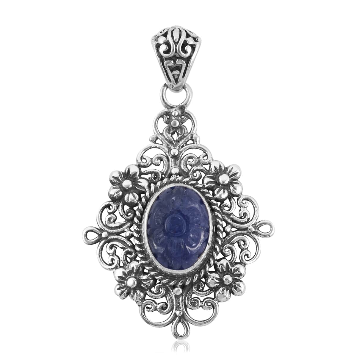 BALI LEGACY Tanzanite Carved Pendant in Sterling Silver (7 g) 9.00 ctw image number 0