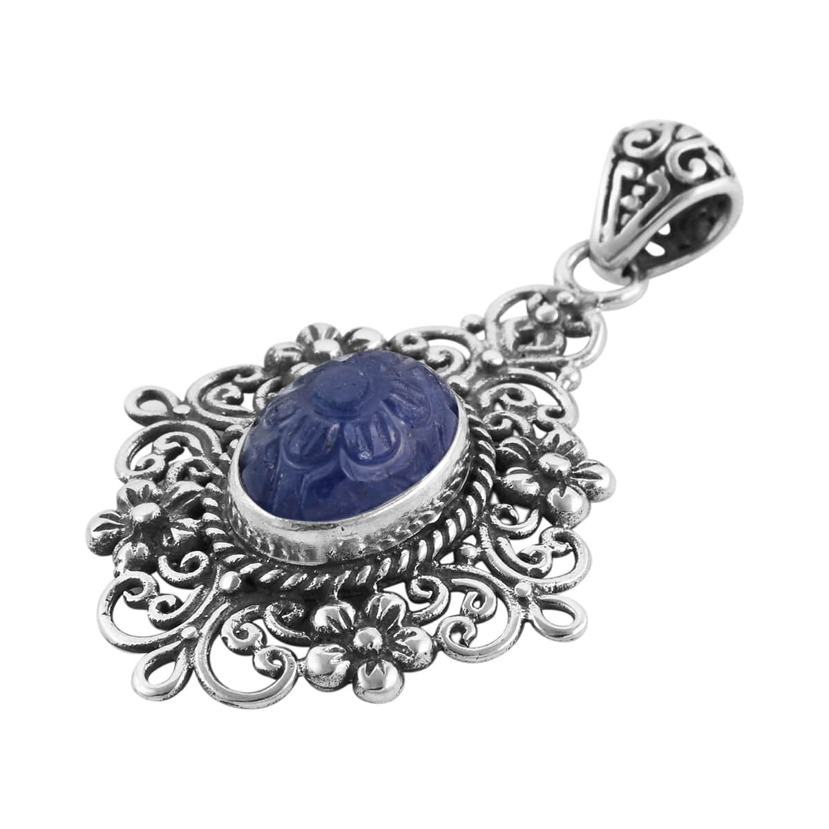 Bali Legacy Tanzanite Carved Pendant in Sterling Silver 9.00 ctw image number 2