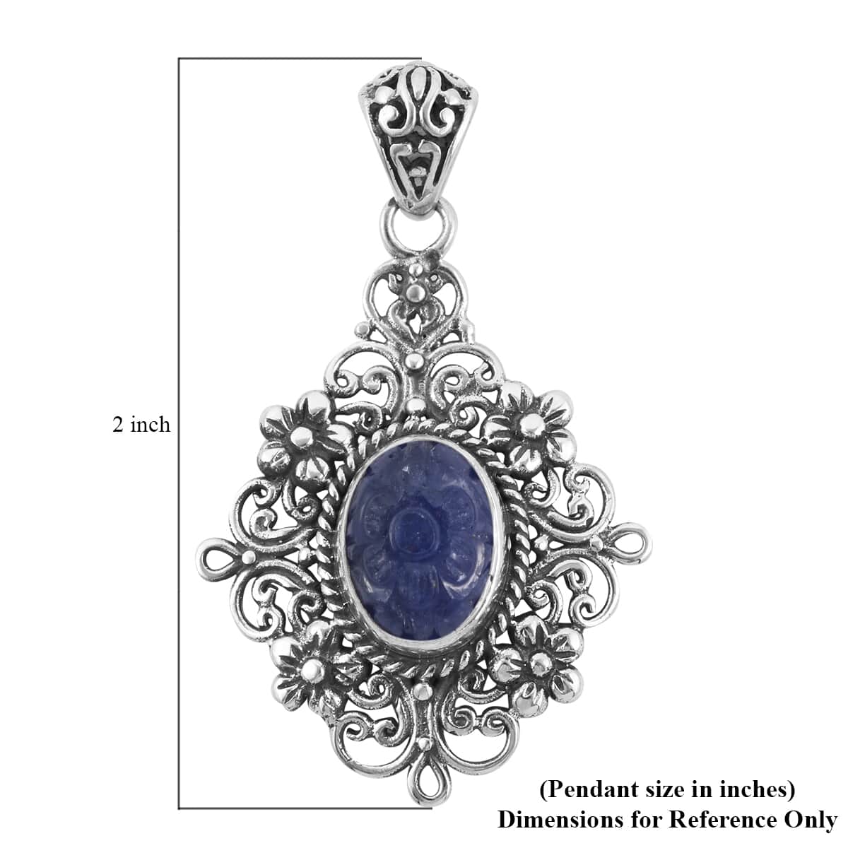 Bali Legacy Tanzanite Carved Pendant in Sterling Silver 9.00 ctw image number 4