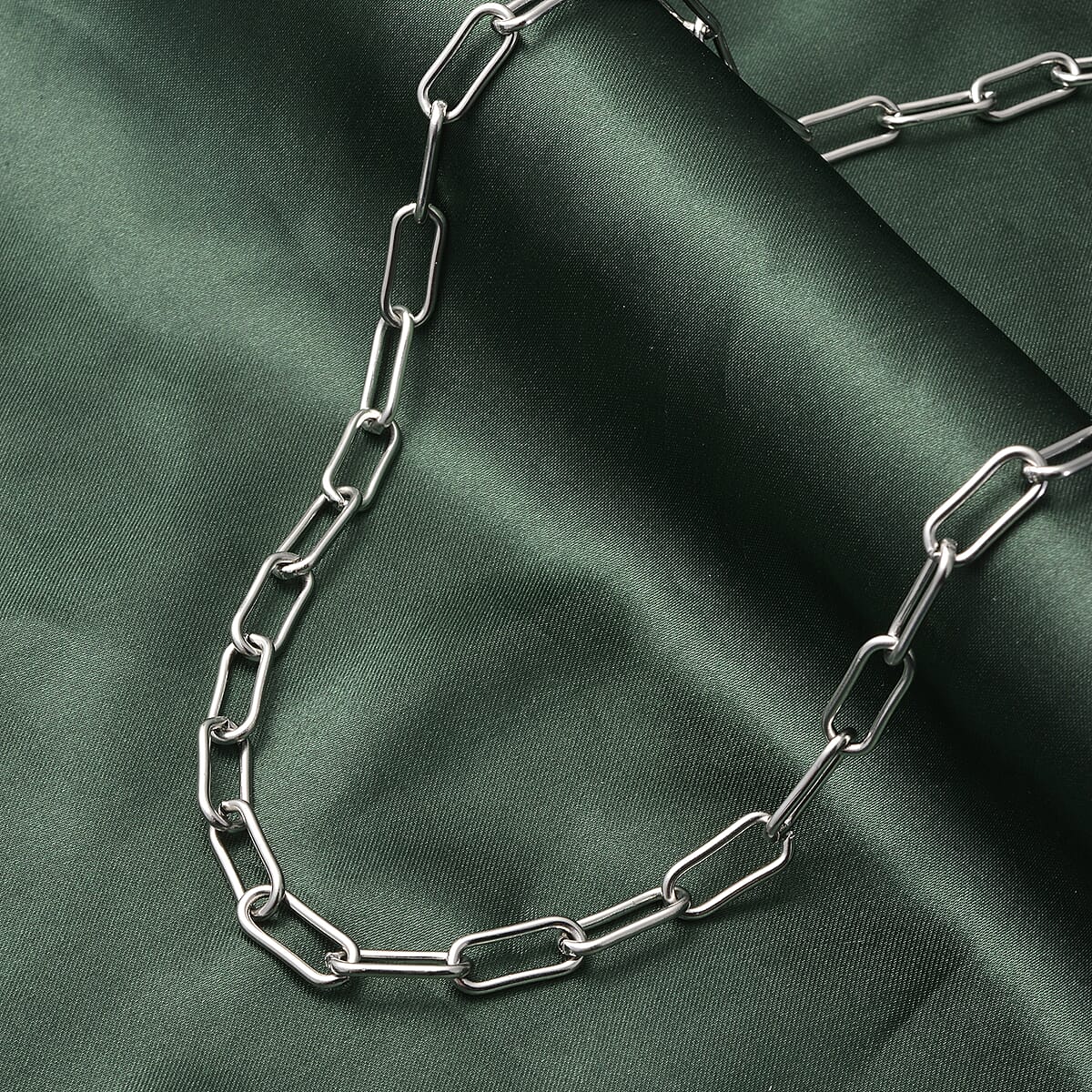 Paper Clip Necklace 24 Inches in Stainless Steel 26.90 Grams image number 1