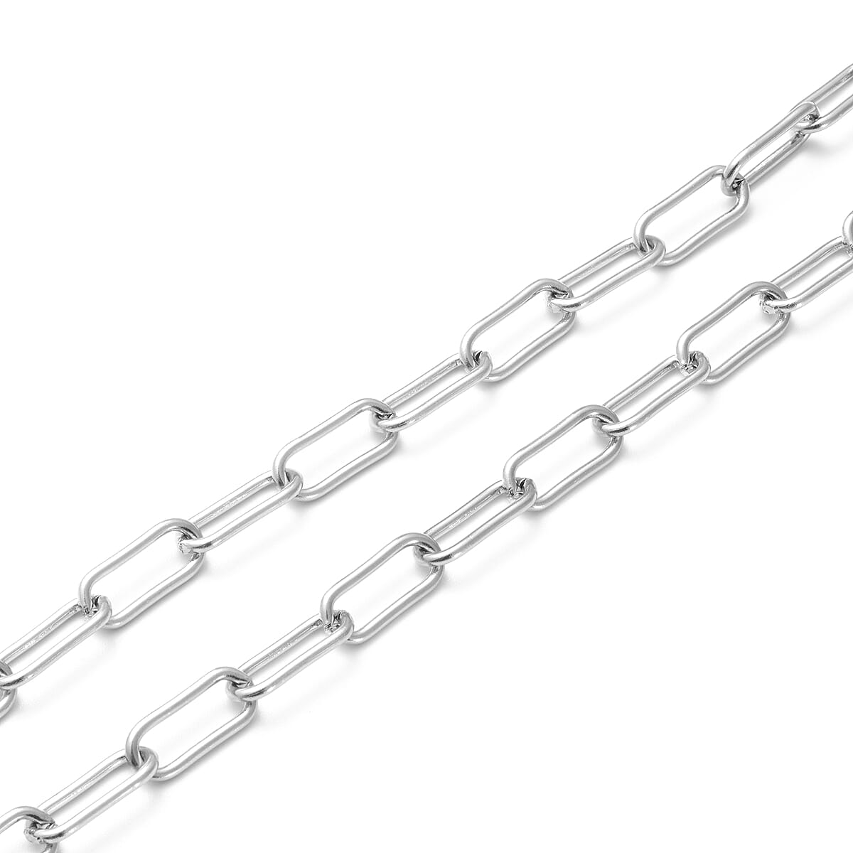 Paper Clip Necklace 24 Inches in Stainless Steel 26.90 Grams image number 2