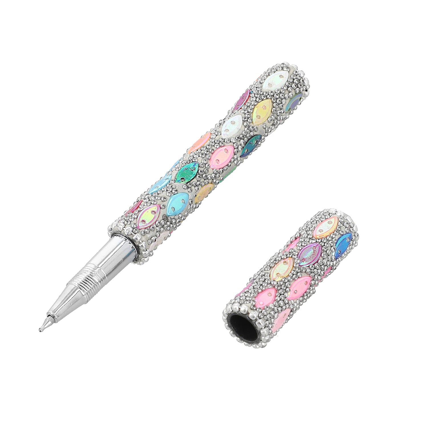 Set of 3 Silver Color Blink Pens, Key Chain Pen and Pearl Pen