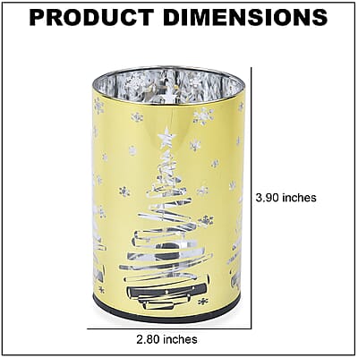 Set of 2 Golden Christmas Tree & Deer Pattern LED Lantern For Christmas Decorations, Festive Lanterns LED Light For Tabletop Home Desk Decor (3xAAA Batteries Not Included)