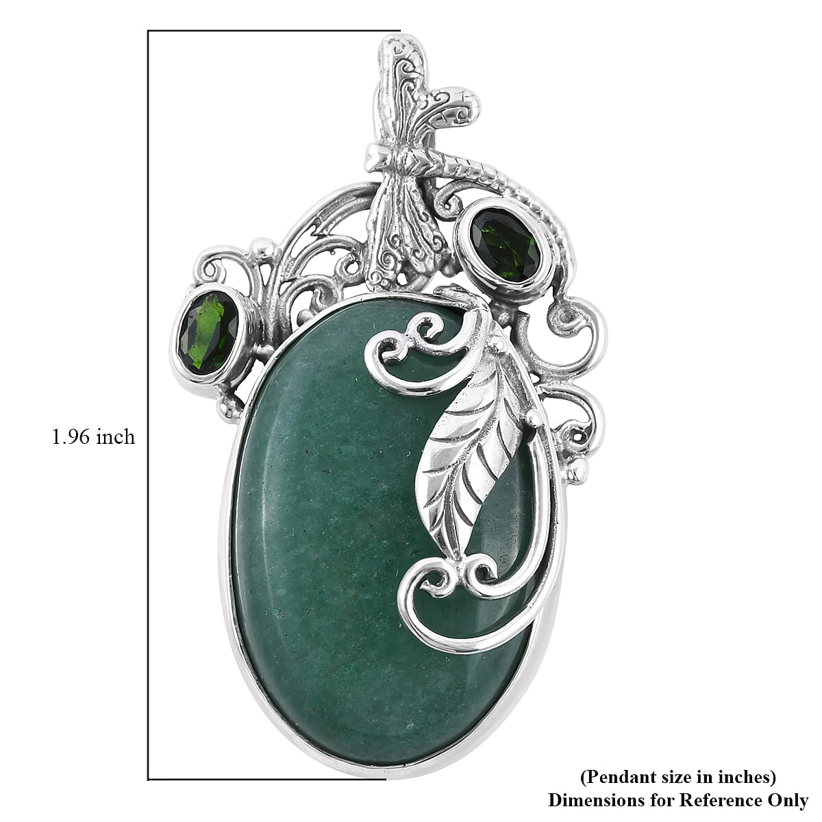 Bali Legacy Green Aventurine and Natural Chrome Diopside Pendant in Sterling Silver 11 Grams 39.00 ctw