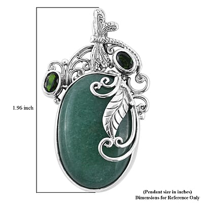 Bali Legacy Green Aventurine and Natural Chrome Diopside Pendant in Sterling Silver 11 Grams 39.00 ctw