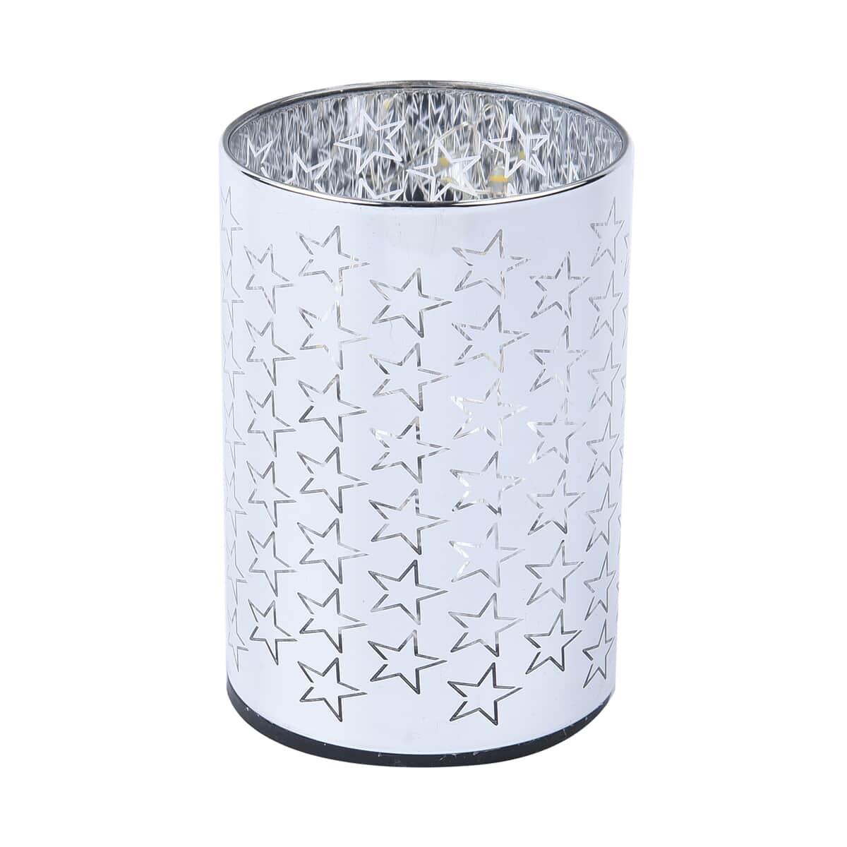 Set of 2 Silver Color Warm LED Lantern Heart and Star Pattern (2.8"x3.9") (Battery 3AAA not included) image number 5