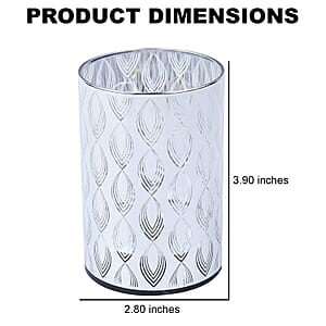 Set of 2 Silver Color Diamond and Hook Ring Pattern Warm LED Lantern (Battery 3AAA not included)