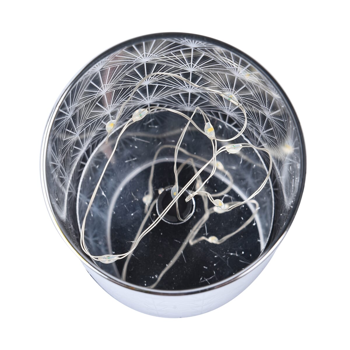 Set of 2 Silver Color Diamond and Hook Ring Pattern Warm LED Lantern (Battery 3AAA not included) image number 6