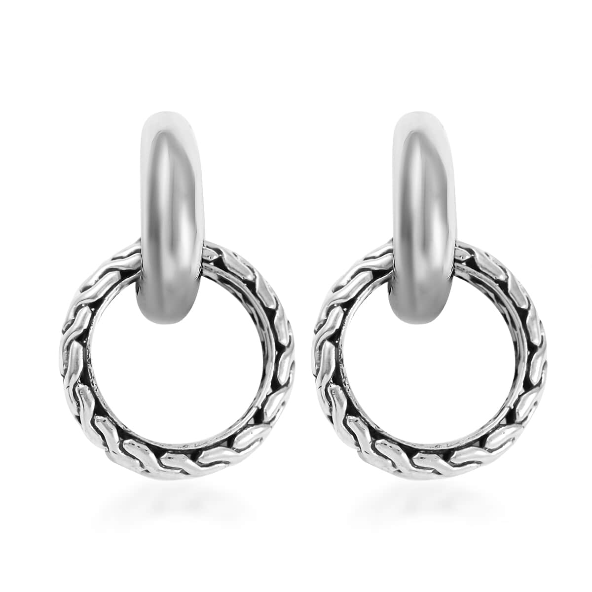 Bali Legacy Sterling Silver Round Charm Earrings 8 Grams image number 0